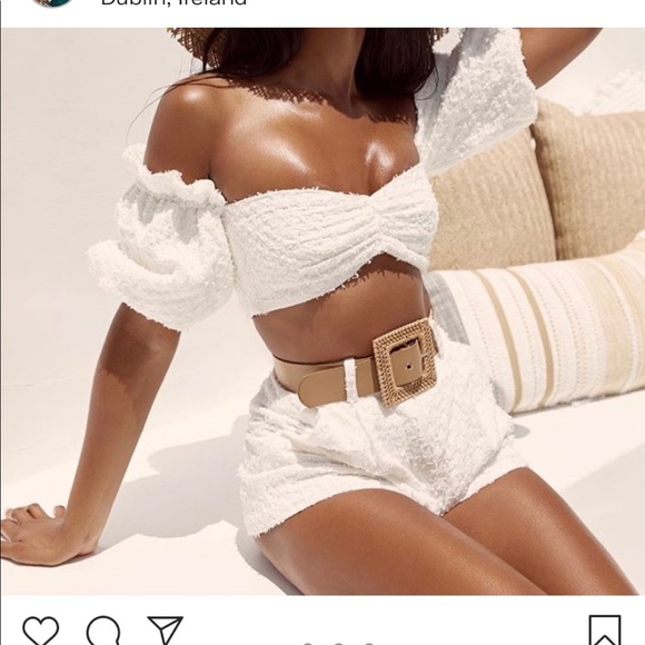 House of CB Tops - House of CB Soraya white puff sleeve crop top